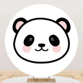 Aperturee - White Pink Panda Simple Round Baby Shower Backdrop